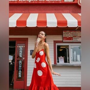 Anthropologie Size 0 Red polka dot dress